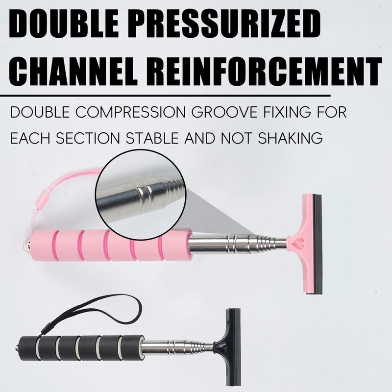 Bittwee 2PCS Car Side Mirror Squeegee, Retractable Auto Rearview Mirror Wiper, All-Purpose Window Squeegee for Cleaning Shower Glass Door, Vehicle Accessories Universal for SUV Truck RV（Black/Pink） - Image 5